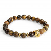 3 x Gemstone Bracelets - Gold Tiger/TigerEye - Click Image to Close